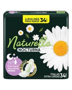 Nocturna Toallas Extra Largas Flujo Super Abundante