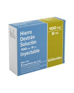 100 mg/ 2 ml Hierro Dextrán Solución Inyectable